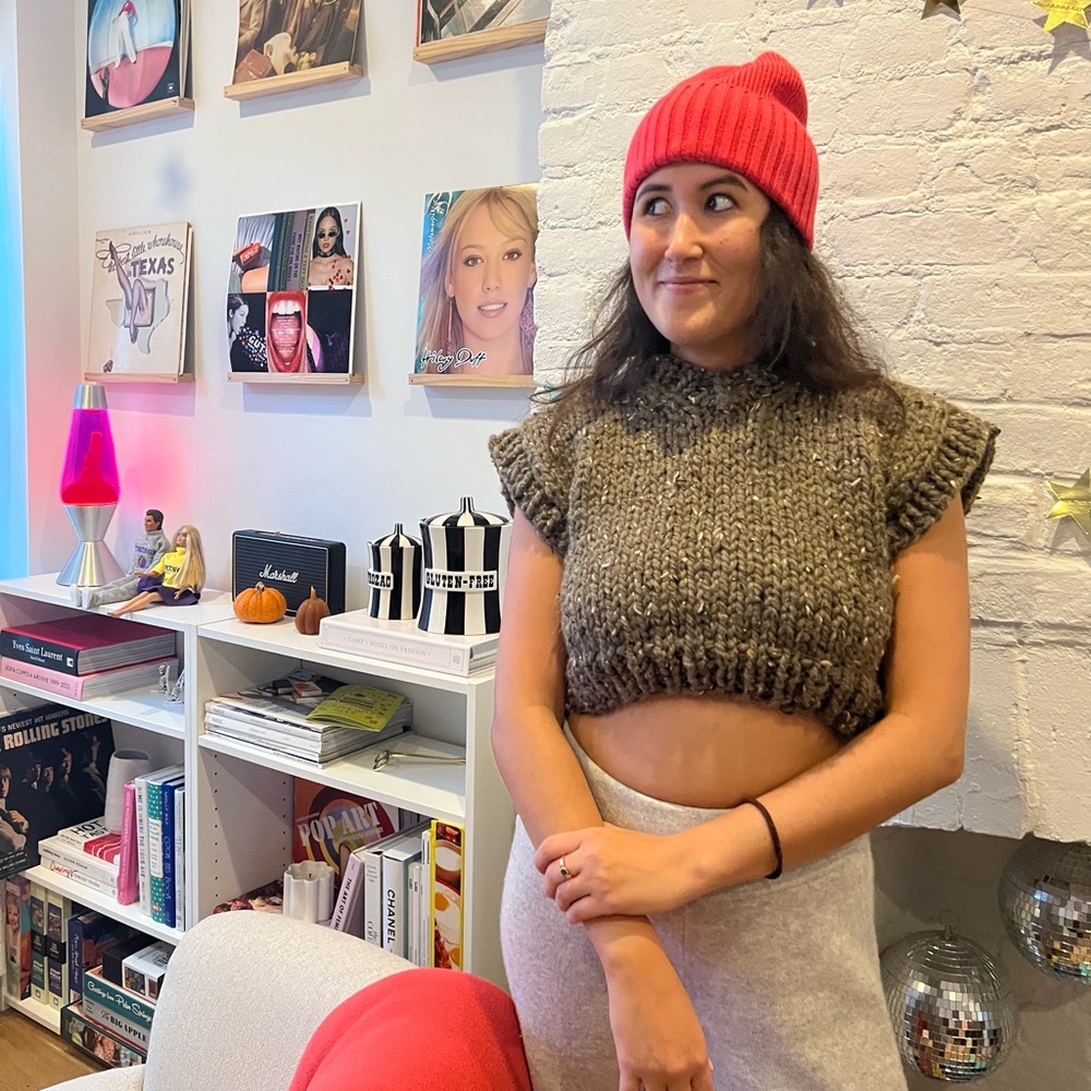 Hand knit crop vest